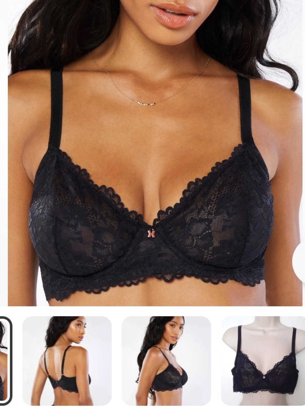 X savage Black Lace Unlined Bra